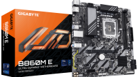 GIGABYTE B860M E. Processor manufacturer: Intel, Processor socket: LGA 1851 (Socket V1), Compatible processor series: Intel Core Ultra (Series 2). Supported memory types: DDR5-SDRAM, Maximum internal memory: 128 GB, Memory slots type: DIMM. Supported storage drive interfaces: M.2, PCI Express 4.0 (B860M E)