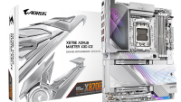 GIGABYTE X870E AORUS MASTER X3D ICE. Processor manufacturer: AMD, Processor socket: Socket AM5, Compatible processor series: AMD Ryzen 7000 Series, AMD Ryzen 8000 Series, AMD Ryzen 9000 Series. Supported memory types: DDR5-SDRAM, Maximum internal memory: 256 GB, Memory slots type: DIMM. Supported (X870E A MASTER X ICE)