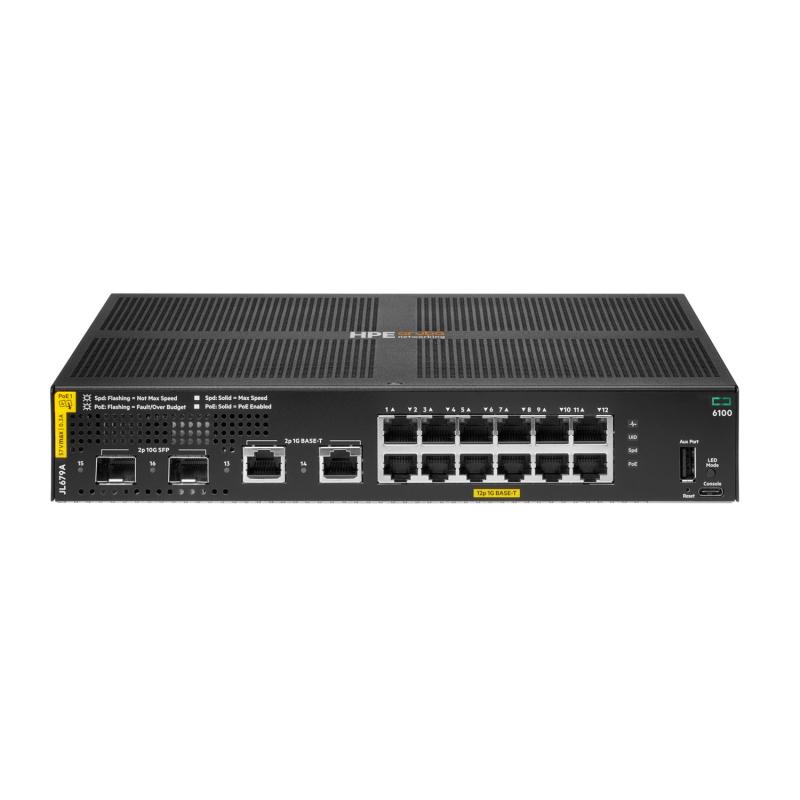 ARUBA NETWORKS HPE Aruba Networking CX 6100 12G Class4 PoE 2G/2SFP+ 139W Switch (JL679A)