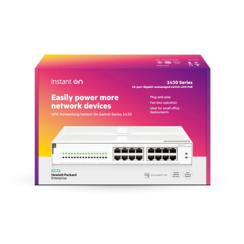 ARUBA NETWORKS HPE Networking Instant On Switch 16p Gigabit CL4 PoE 124W 1430 (R8R48A)