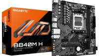 GIGABYTE B840M H. Processor manufacturer: AMD, Processor socket: Socket AM5, Compatible processor series: AMD Ryzen 7000 Series, AMD  Ryzen 8000 Series, AMD Ryzen 9000 Series. Supported memory types: DDR5-SDRAM, Maximum internal memory: 128 GB, Memory slots type: DIMM. Supported storage drive (B840M H)