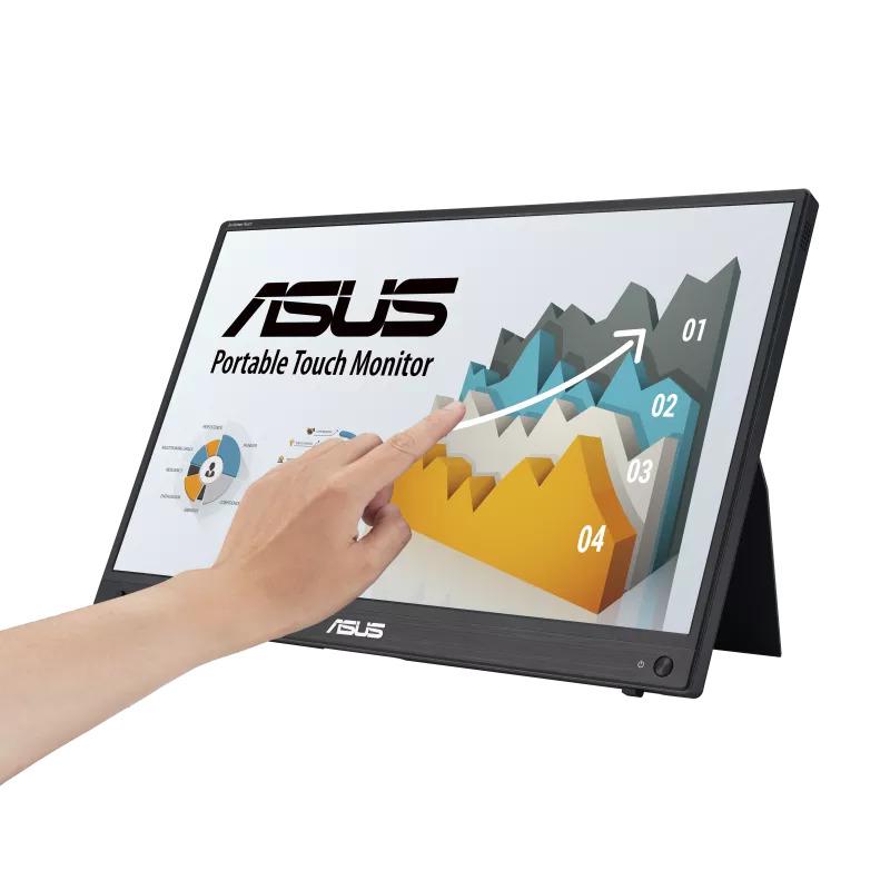 Monitor Asus 15.6" MB16AHT, Touch: P-Cap, Diagonal (inch): 15.6, Diagonal (cm): 39.6, Aspect ratio: 16:9, Panel: IPS, Resolution: 19 20x1080, Refresh Rate: 60Hz, Response time GtG: 5ms, Brightness (max): 250 cd/㎡, Contrast (static) : 700:1, Viewing angle: 170º(R/L), 170º(U/D), Speakers: 2Wx2, Tilt (MB16AHT) - imagine 2