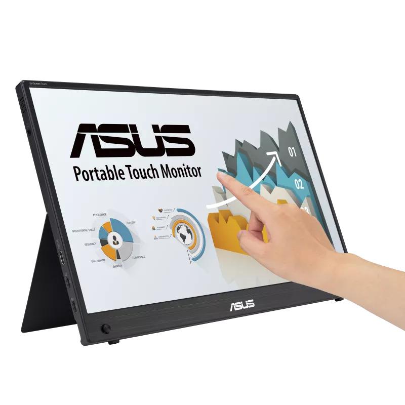 Monitor Asus 15.6" MB16AHT, Touch: P-Cap, Diagonal (inch): 15.6, Diagonal (cm): 39.6, Aspect ratio: 16:9, Panel: IPS, Resolution: 19 20x1080, Refresh Rate: 60Hz, Response time GtG: 5ms, Brightness (max): 250 cd/㎡, Contrast (static) : 700:1, Viewing angle: 170º(R/L), 170º(U/D), Speakers: 2Wx2, Tilt (MB16AHT)
