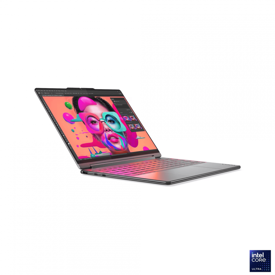 Laptop Lenovo Yoga 9 2-in-1 14ILL10, 14" 2.8K WQXGA+ (2880x1800) OLED 1100nits (peak) / 500nits (typical) Glossy / Anti-fingerprint, 100% DCI-P3, 120Hz, Eyesafe®, Dolby Vision®, DisplayHDR™ True Black 1000, Glass, Touch, Intel® Core Ultra 7 258V, 8C (4P + 4LPE) / 8T, Max Turbo up to 4.8GHz, 12MB (83LC001QRM) - imagine 9