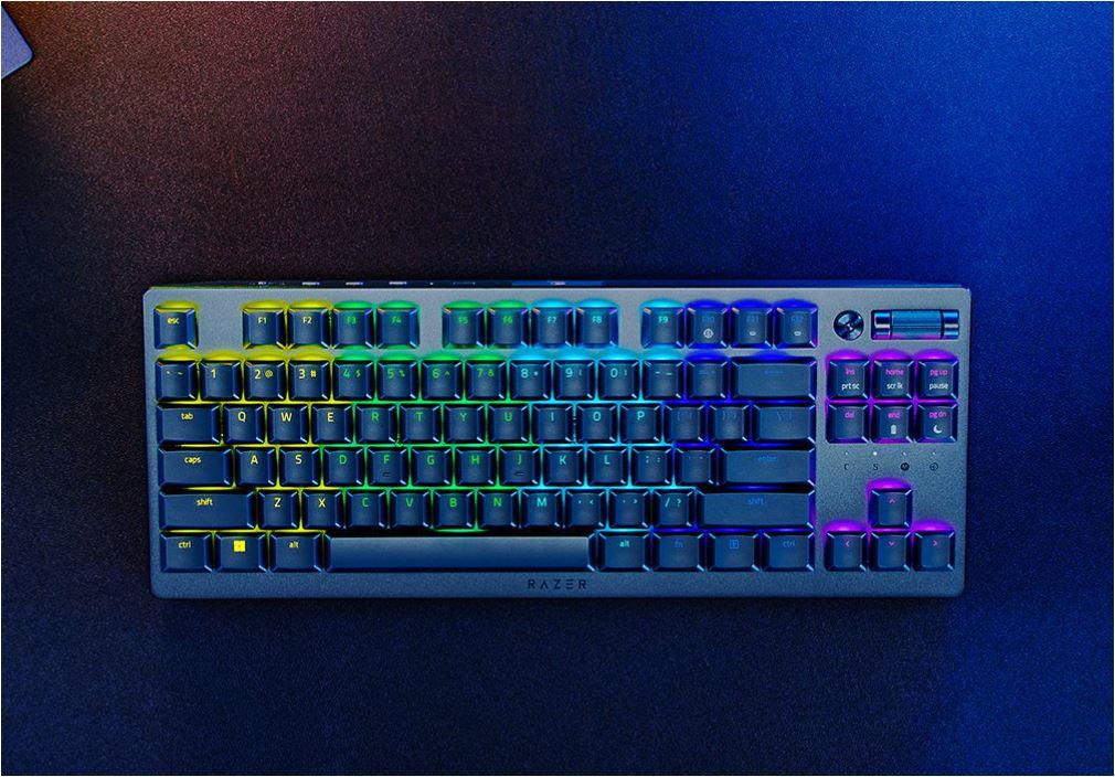 Tastatura Razer DeathStalker V2 Pro Tenkeyless, wireless, bluetooth, cu fir, conectivitate Razer™ HyperSpeed Wireless (2.4 Ghz), Bluetooth, sau Type-C, switch Razer™ Low-Profile Optical Switches (Linear), butoane programabile, optiune gaming mode, iluminare Razer Chroma™ RGB, customizabil cu 16.8 (RZ03-04370100-R3M1)