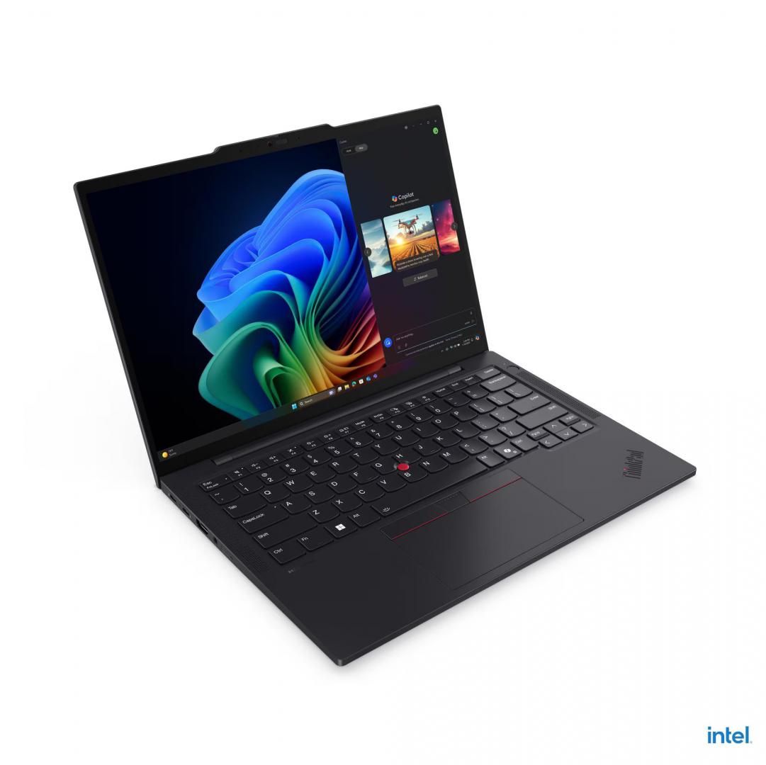 Laptop Lenovo ThinkPad T14 Gen 6 (Intel); 14" WUXGA (1920x1200) IPS 400nits Anti-glare, 45% NTSC, 60Hz, DBEF5; Intel® Core Ultra 7 255U, 12C (2P + 8E + 2LPE) / 14T, Max Turbo up to 5.2GHz, 12MB; Video Integrated Intel® Graphics; RAM 1x 32GB SODIMM DDR5-5600; 1TB SSD M.2 2280 PCIe® 4.0x4 NVMe® Opal (21QC00BURI)