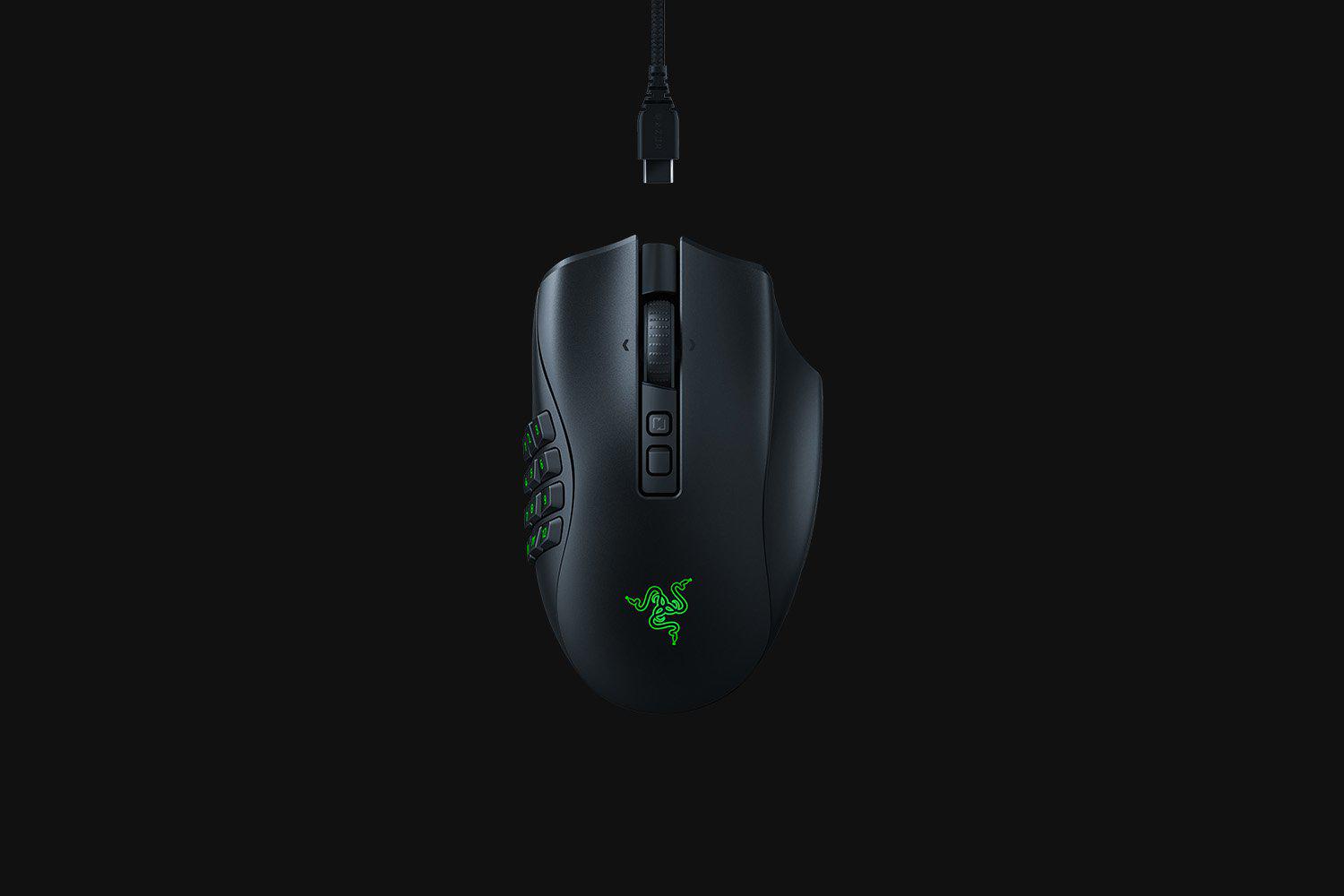 Mouse Razer Naga V2 PRO Connectivity Razer HyperSpeed Wireless (2.4GHz) Bluetooth Wired – Speedflex Cable USB Type C Battery Life Up to 150 hours (on HyperSpeed Wireless) Up to 300 hours (on Bluetooth) RGB Lighting Razer Chroma RGB (Logo, and 12 button side plate) Sensor (RZ01-04400100-R3G1)