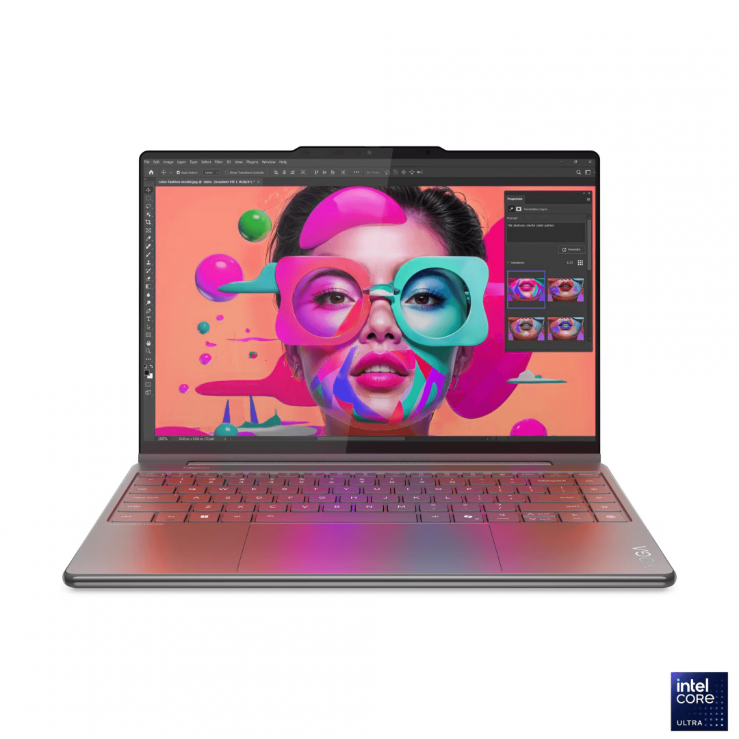 Laptop Lenovo Yoga 9 2-in-1 14ILL10, 14" 2.8K WQXGA+ (2880x1800) OLED 1100nits (peak) / 500nits (typical) Glossy / Anti-fingerprint, 100% DCI-P3, 120Hz, Eyesafe®, Dolby Vision®, DisplayHDR™ True Black 1000, Glass, Touch, Intel® Core Ultra 7 258V, 8C (4P + 4LPE) / 8T, Max Turbo up to 4.8GHz, 12MB (83LC001QRM)