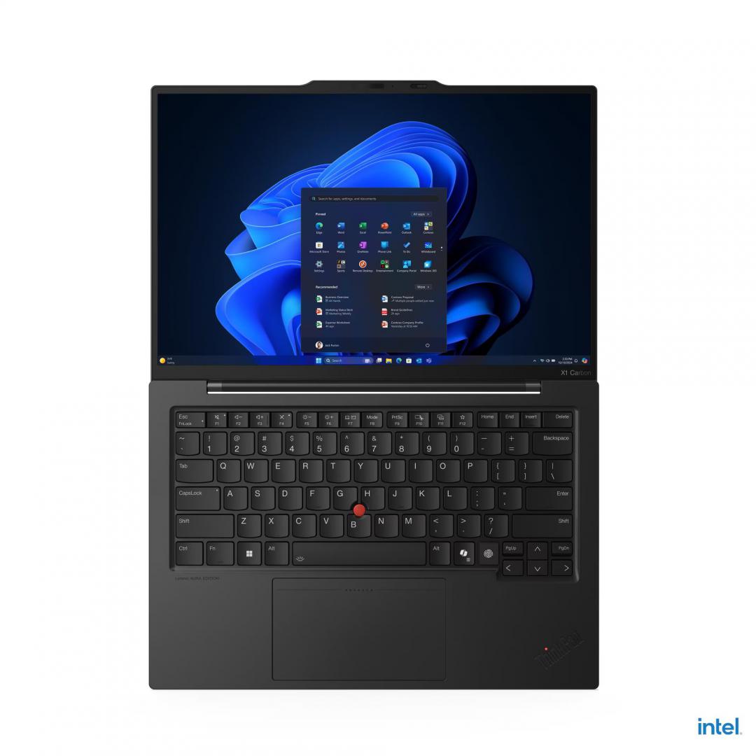Laptop Lenovo ThinkPad X1 Carbon Gen 13 Aura Edition; 14" 2.8K (2880x1800) OLED 500nits Anti-glare / Anti-reflection / Anti-smudge, 100% DCI-P3, 120Hz VRR, DisplayHDR True Black 500, Dolby Vision, Touch; Intel Core Ultra 7 265U, 12C (2P + 8E + 2LPE) / 14T, Max Turbo up to 5.3GHz, 12MB; Video (21NX008SRI) - imagine 9