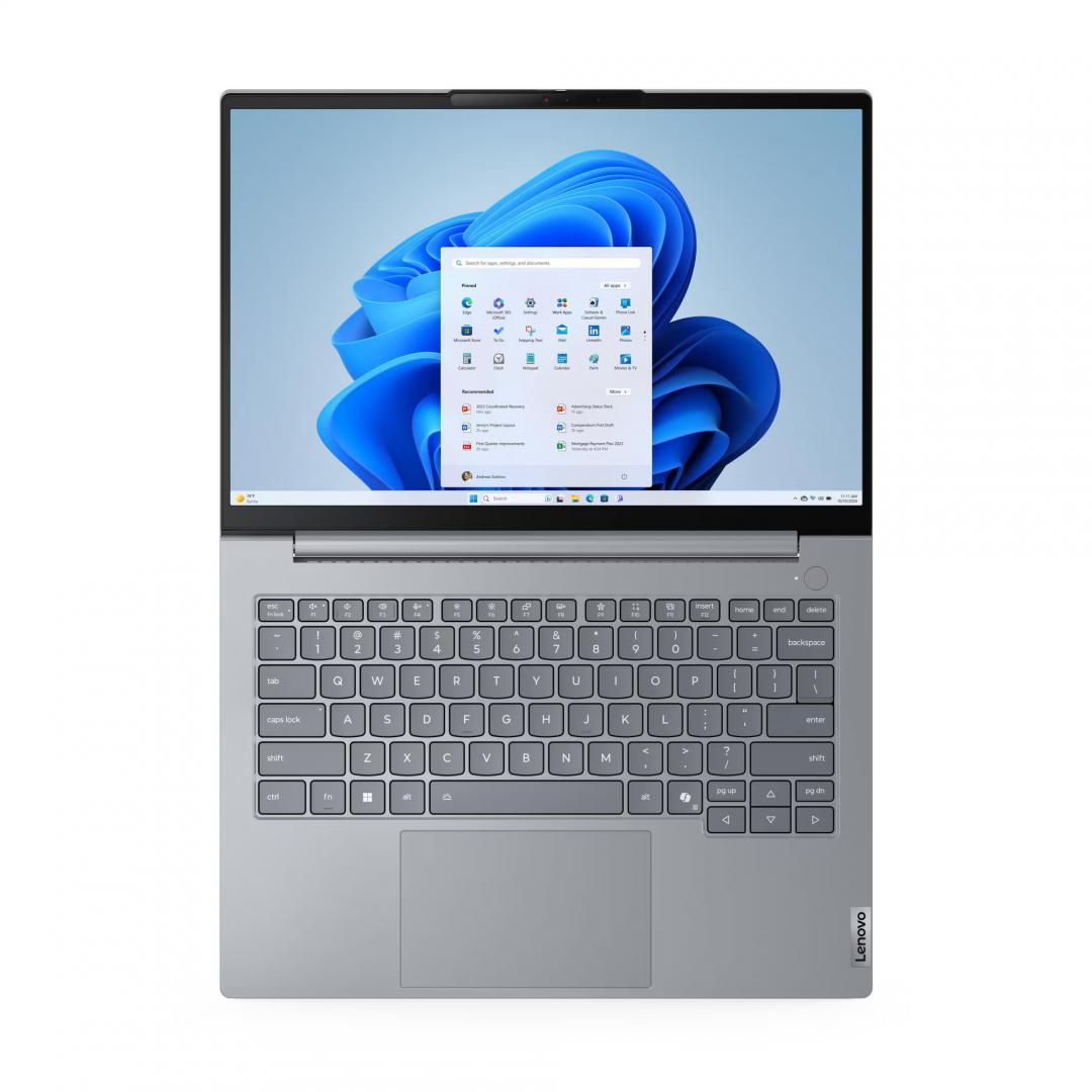 Laptop Lenovo ThinkBook 14 G8 IAL; 14" WUXGA (1920x1200) IPS 300nits Anti-glare, 45% NTSC, 60Hz; Intel® Core Ultra 7 255H, 16C (6P + 8E + 2LPE) / 16T, Max Turbo up to 5.1GHz, 24MB; Video Integrated Intel® Arc™ 140T GPU Functions as Intel Graphics; RAM 1x 16GB SO-DIMM DDR5-5600; 512GB SSD M.2 2242 (21SJ007ERI) - imagine 8
