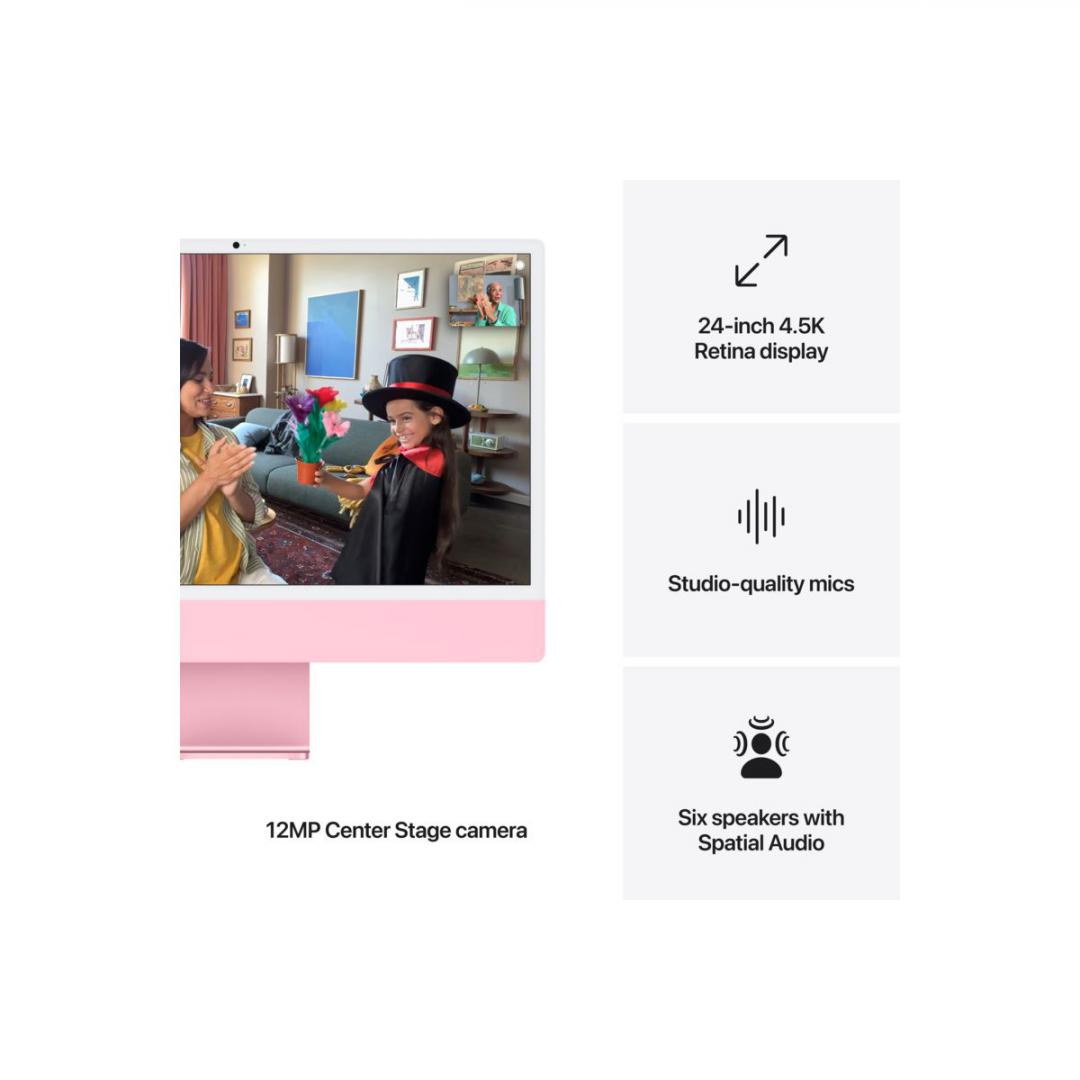 Apple iMAC 24" Retina 4.5k/ Apple M4 (CPU 8-core, GPU 8-core, Neural Engine16-core)/16GB/256GB - Pink - INT KB (2024) (MWUG3RO/A) - imagine 5