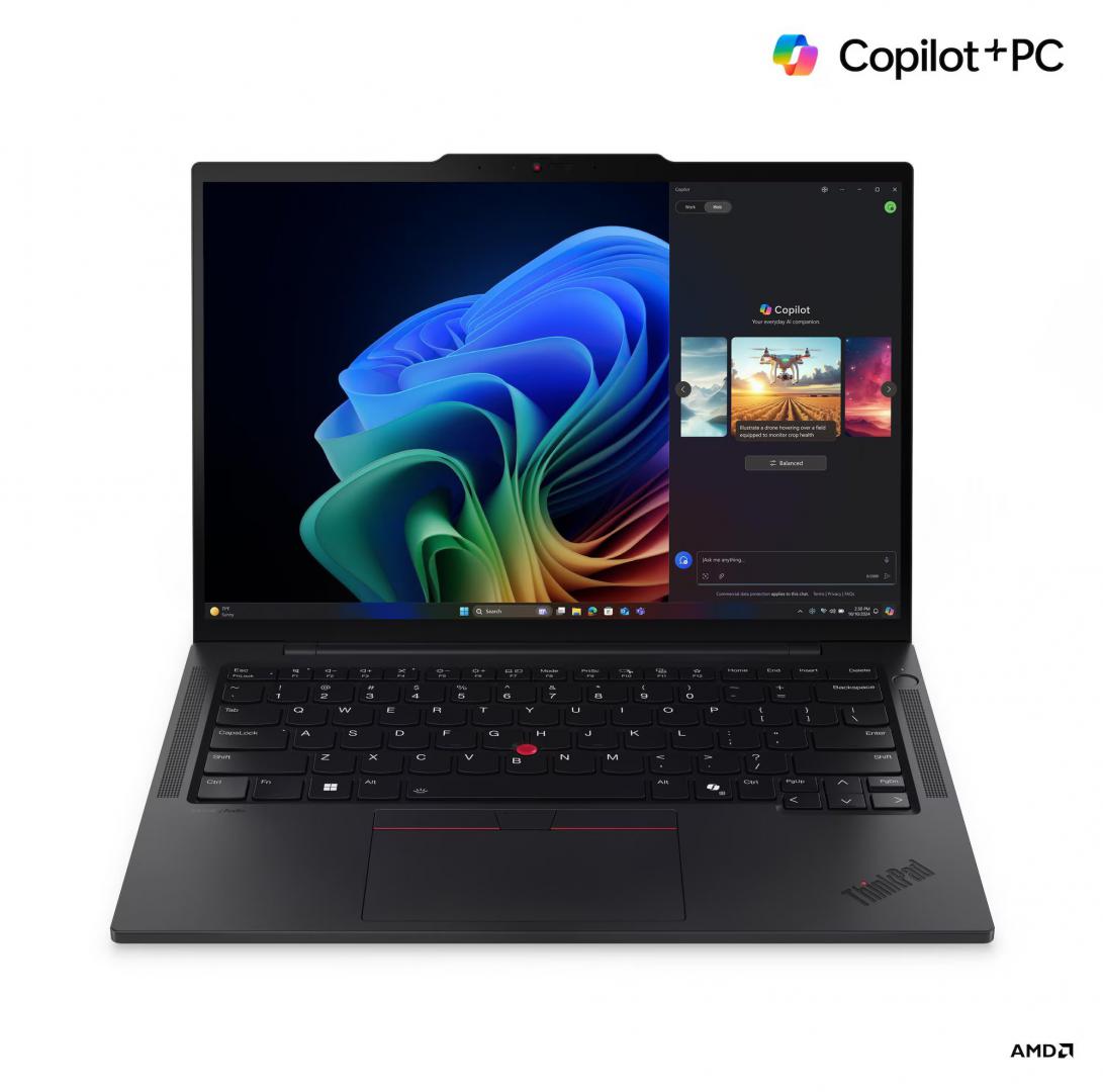 Laptop ThinkPad T14s Gen 6 (AMD); 14" WUXGA (1920x1200) IPS 400nits Anti-glare, 45% NTSC, 60Hz, DBEF5, Touch; AMD Ryzen™ AI 7 PRO 360 (8C / 16T, 2.0 / 5.0GHz, 8MB L2 / 16MB L3); Video Integrated AMD Radeon™ 880M Graphics; RAM 1x 64GB Soldered LPDDR5x-7500; 1TB SSD M.2 2280 PCIe® 4.0x4 Performance (21M1000YRI) - imagine 2