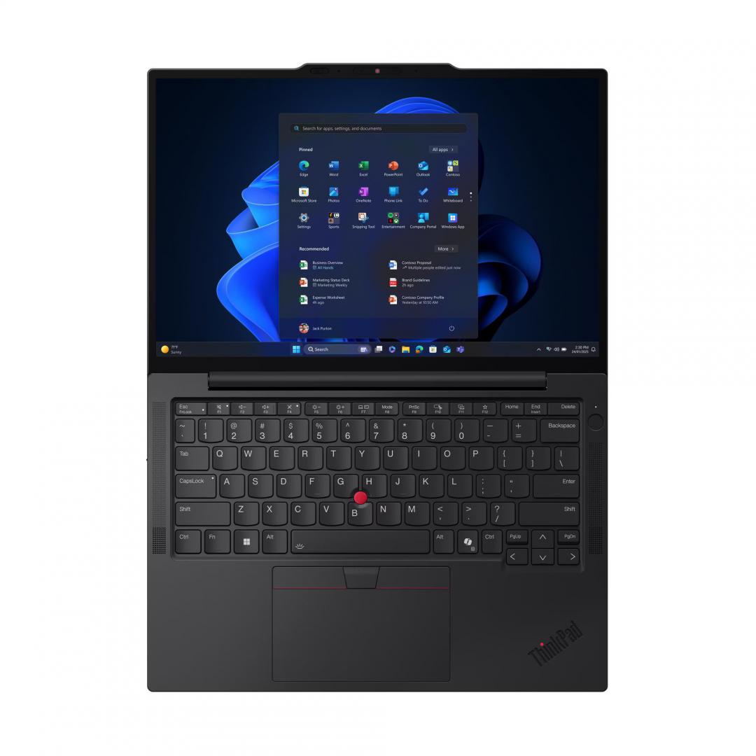 Laptop ThinkPad X13 Gen 6 (Intel); 13.3" WUXGA (1920x1200) IPS 400nits Anti-glare, 100% sRGB; Intel® Core Ultra 7 255U, 12C (2P + 8E + 2LPE) / 14T, Max Turbo up to 5.2GHz, 12MB; Video Integrated Intel® Graphics; RAM 1x 32GB Soldered LPDDR5x-8400; 1TB SSD M.2 2280 PCIe® 4.0x4 NVMe® Opal 2.0, Optical (21RK00CNRI) - imagine 8