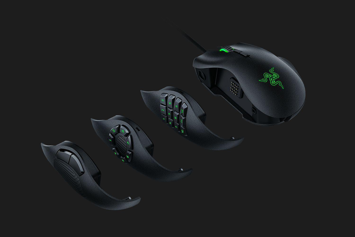 Mouse Razer, 5G optical sensor, Naga Trinity, 3 interchangeable side plates with 2, 7 and 12-button configurations, Up to 19 programmable buttons, 16000dpi,1000Hz Ultrapolling, Up to 450 inches per second/50 G acceleration, Razer Synapse 3 (Beta) enabled, Chroma lighting with 16.8 million (RZ01-02410100-R3M1)