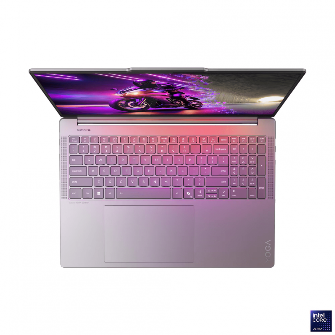 Laptop Lenovo Yoga Pro 9 16IAH10, 16" 3.2K (3200x2000) OLED, 1600nits (peak) / 1000nits (typical) Glossy / Anti-fingerprint, 100% DCI-P3, 100% Adobe® RGB, 100% sRGB, 120Hz, Eyesafe®, Dolby Vision®, DisplayHDR™ 1000, AGC Dragontrail™ Glass, Touch, X-Rite®, PureSight Pro, Intel® Core Ultra 9 285H, 16C (83L00064RM) - imagine 2