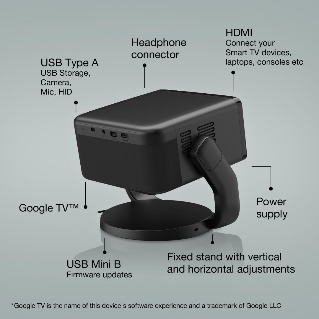 Proiector Epson EF-22B Proiector compact + stand, cu proiecte de pana la 150", Tehnologie 3LCD, LCD 0.62", 1000 lumeni (500 mod economic), Full HD, Aspect: 16:9, Contrast: 5.000.000 : 1, Sursa lumina: Laser, Durata de viata sursa lumina: 20.000 ore, Refresh rate: 200 Hz - 240 Hz, 16.77 Milioane (V11HB38140) - imagine 2