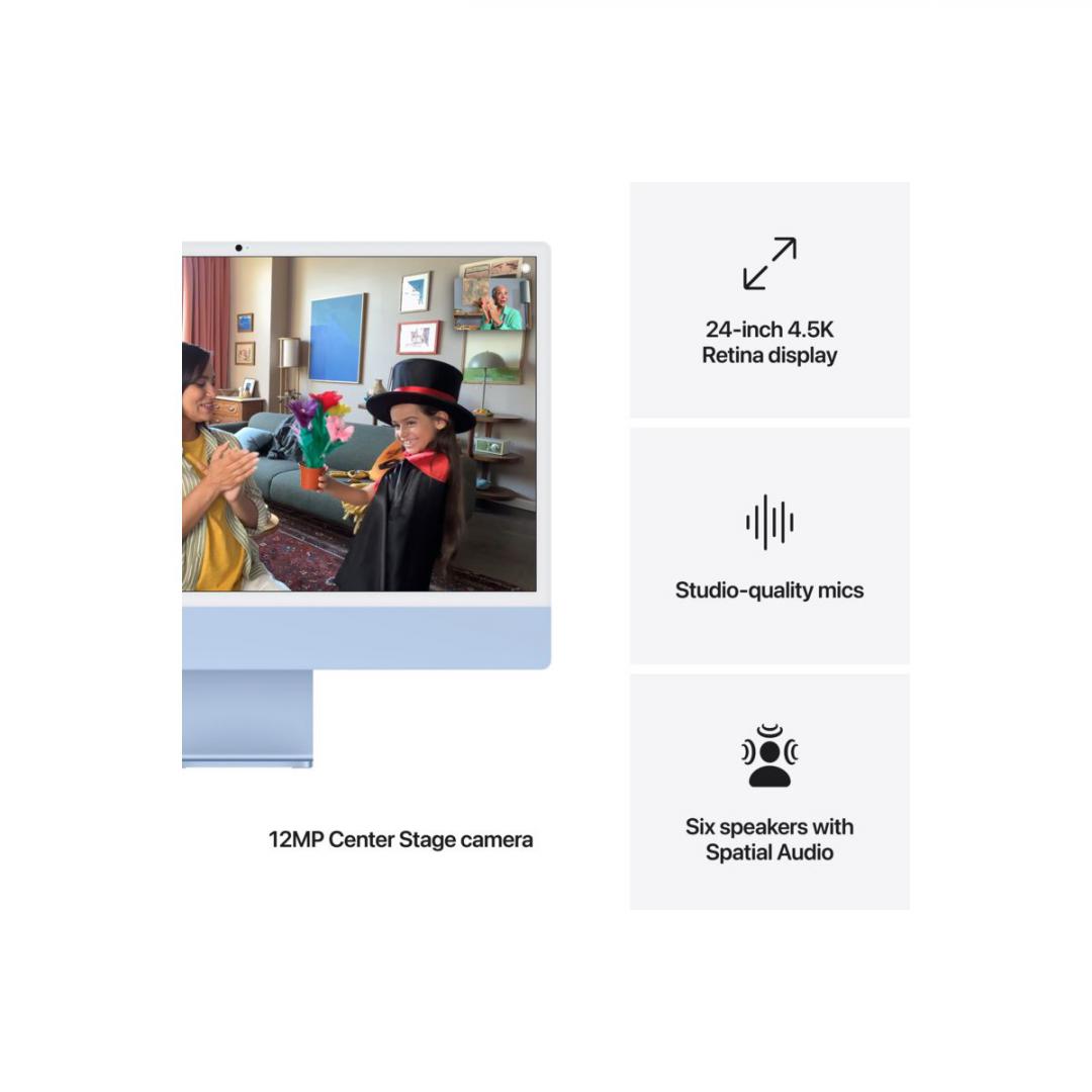 Apple iMAC 24" Retina 4.5k/ Apple M4 (CPU 10-core, GPU 10-core, Neural Engine16-core)/16GB/256GB - Blue - INT KB (2024) (MWV13RO/A) - imagine 5