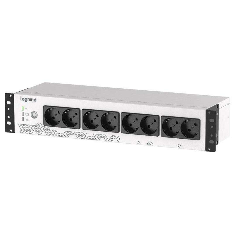 UPS Legrand Keor PDU monofazat, 800VA/480W, IN 1xIEC 10A OUT 8x Schuko, technologie off-line, conexiune USB HID, capacitate baterie 12V/9AH, 230V, dimensiuni 440x150x88mm, greutate 5kg (000000000000310332)