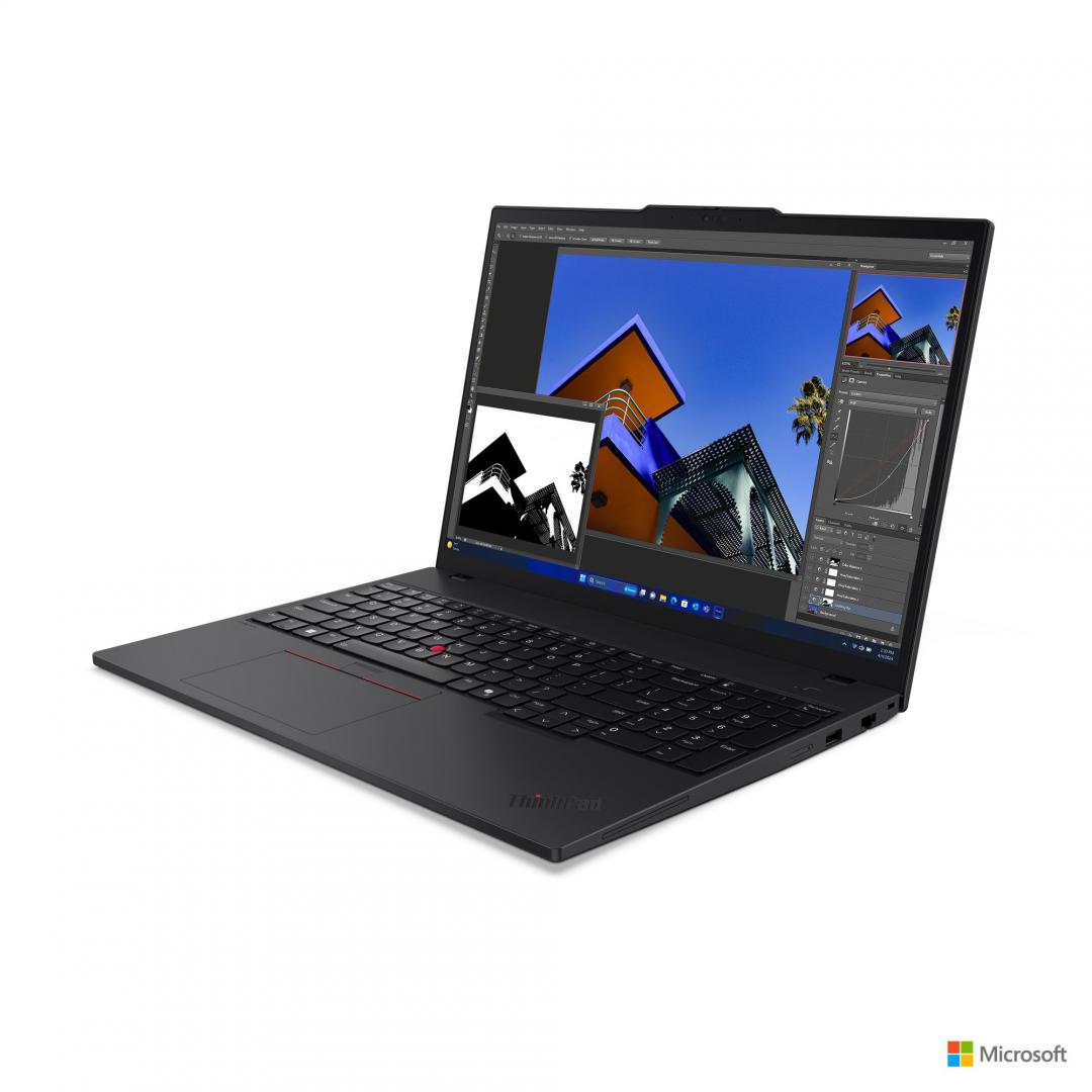 Laptop Lenovo ThinkPad T16 Gen 3;16" WUXGA (1920x1200) IPS 400nits Anti- glare, 100% sRGB, Low Power;Intel® Core™ Ultra 7 155U, 12C (2P + 8E + 2LPE) / 14T, Max Turbo up to 4.8GHz, 12MB;Video Integrated Intel® Graphics;RAM 64GB (2x 32GB SO-DIMM DDR5-5600);SSD 2TB SSD M.2 2280 PCIe® 4.0x4 Performance (21MN00B7RI)