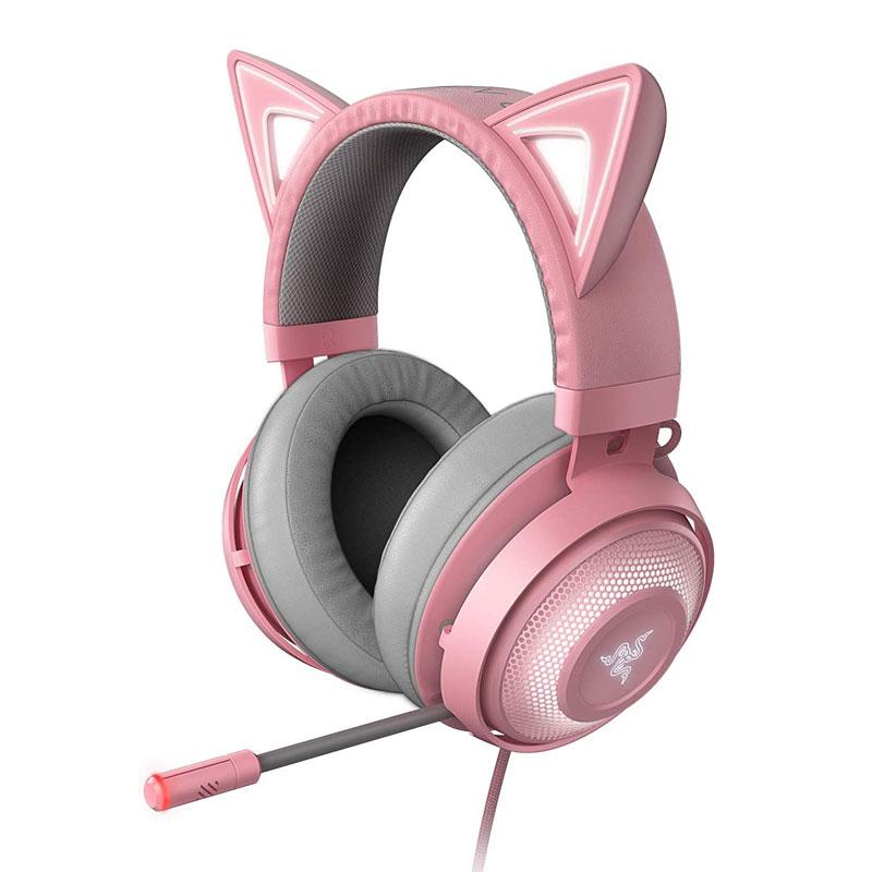 Casti cu microfon Razer Kraken Kitty Ed. Quartz USB 7.1 Surround Sound, negru (RZ04-02980200-R3M1)