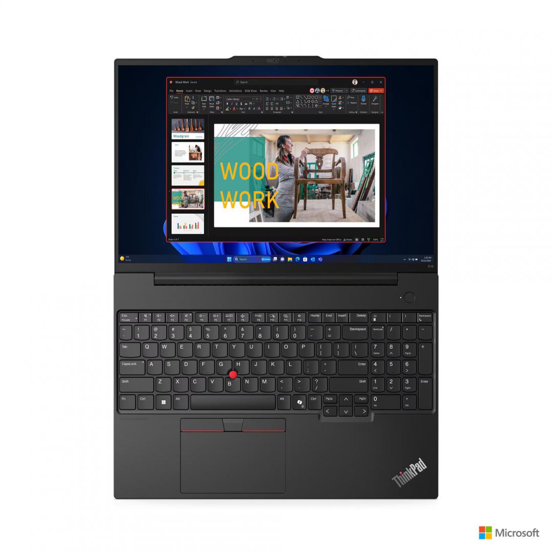Laptop Lenovo ThinkPad E16 Gen 2 (Intel);16" WUXGA (1920x1200) IPS 300nits Anti-glare, 45% NTSC;Intel® Core™ Ultra 5 125U, 12C (2P + 8E + 2LPE) / 14T, Max Turbo up to 4.3GHz, 12MB;Video Integrated Intel® Graphics;RAM 32GB (2x 16GB SO-DIMM DDR5-5600);SSD 1TB SSD M.2 2242 PCIe® 4.0x4 NVMe® Opal 2.0 (21MA000TRI) - imagine 9