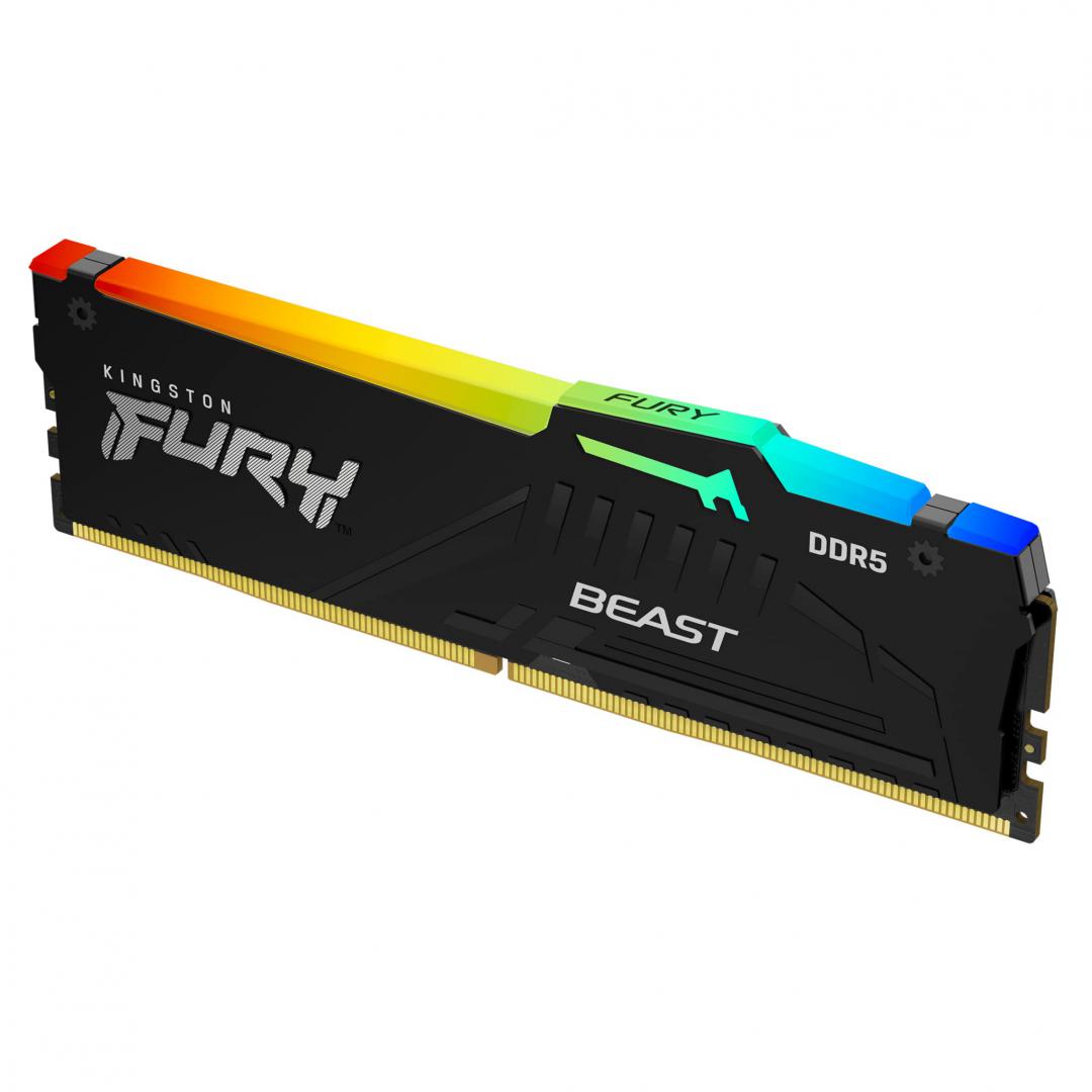 Memorie RAM Kingston DDR5 16GB 5600Mhz CL36 1.25V Fury Beast Black RGB BEXPO (KF556C36BBEA-16) - imagine 2