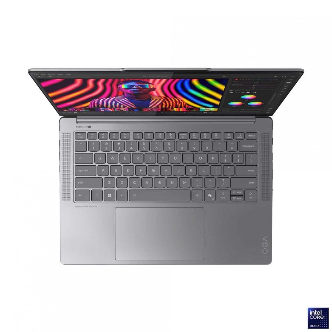 Laptop Lenovo Yoga Pro 7 14IAH10, 14.5" 3K (3000x1876) OLED 1000nits (peak) / 500nits (typical) Glossy / Anti-fingerprint, 100% DCI-P3, 120Hz, Eyesafe®, Dolby Vision®, DisplayHDR™ True Black 1000, Glass, Touch, X-Rite®, PureSight Pro, Intel® Core Ultra 7 255H, 16C (6P + 8E + 2LPE) / 16T, Max Turbo (83KF0035RM) - imagine 2