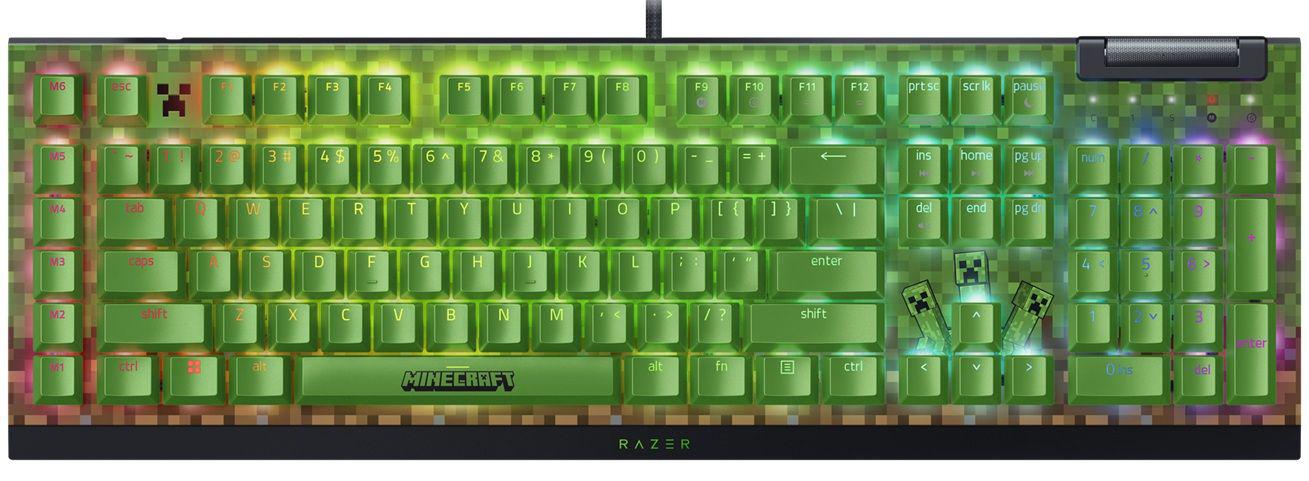 Tastatura mecanica gaming BlackWidow V4 X (Green Switch) - Minecraft Edition , layout US, taste ABS, layout US, cu 6 butoane customizabile, negru (RZ03-04704100-R3M1)
