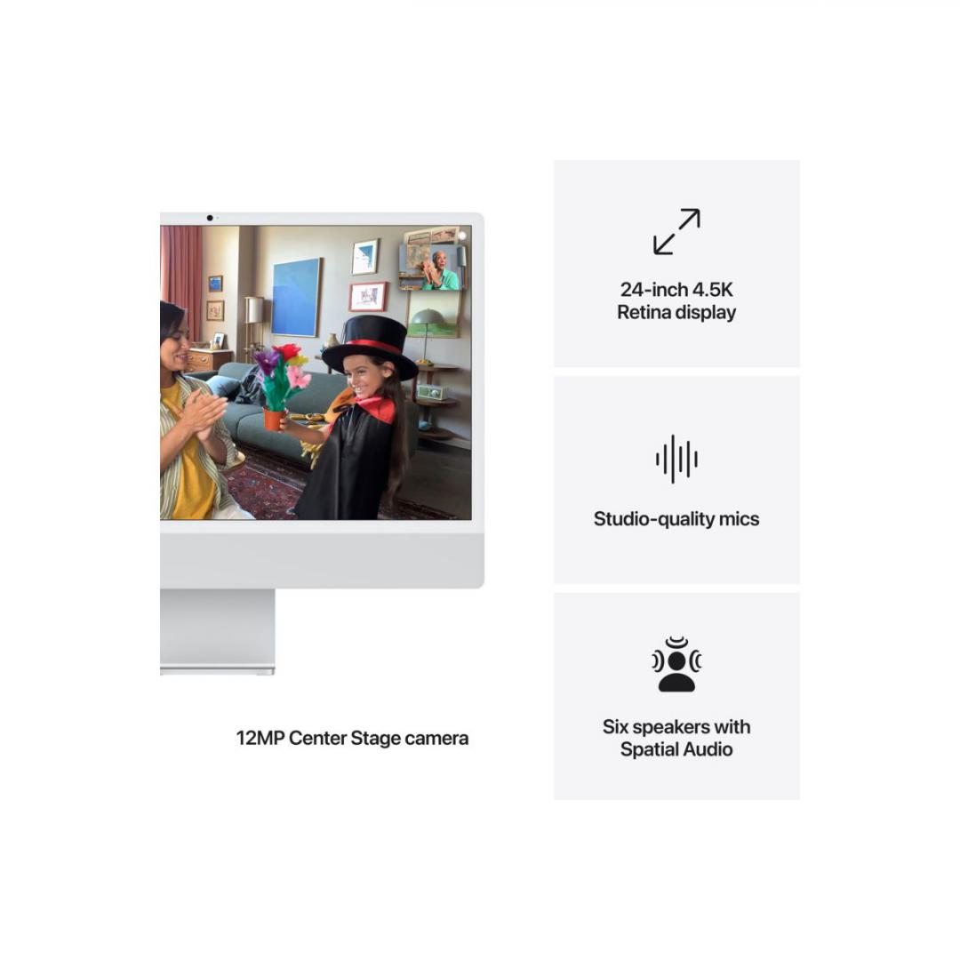 Apple iMAC 24" Retina 4.5k/ Apple M4 (CPU 8-core, GPU 8-core, Neural Engine16-core)/16GB/512GB - Silver - INT KB (2024) (Cto from MWUC3RO/A) (Z1E2000UT)