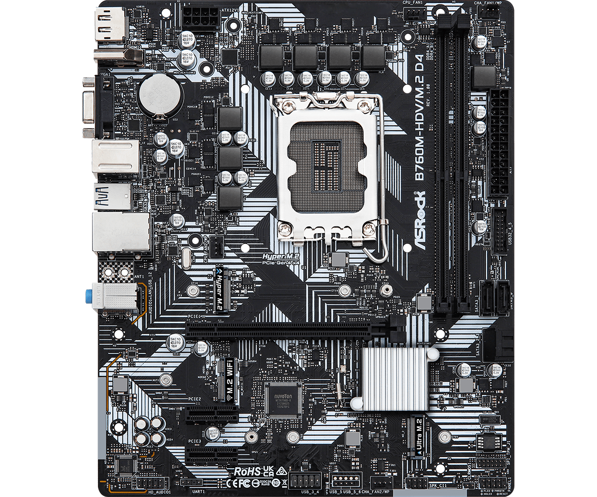 Placa de baza ASRock B760M-HDV/M.2 D4, Socket 1700, DDR4, Micro-ATX (B760M-HDV/M.2 D4) - imagine 2