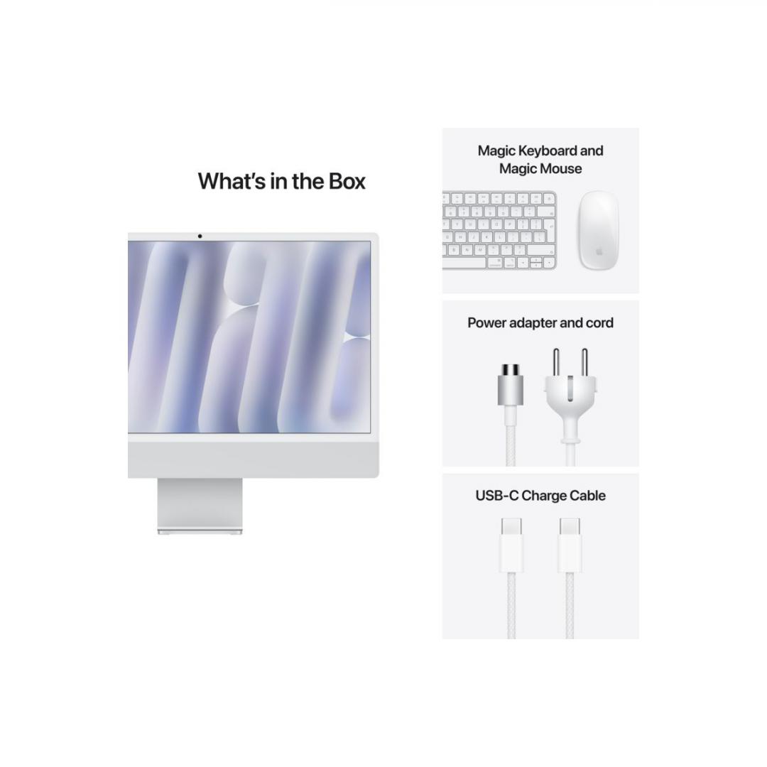 Apple iMAC 24" Retina 4.5k/ Apple M4 (CPU 8-core, GPU 8-core, Neural Engine16-core)/16GB/256GB - Silver - INT KB (2024) (MWUC3RO/A) - imagine 4