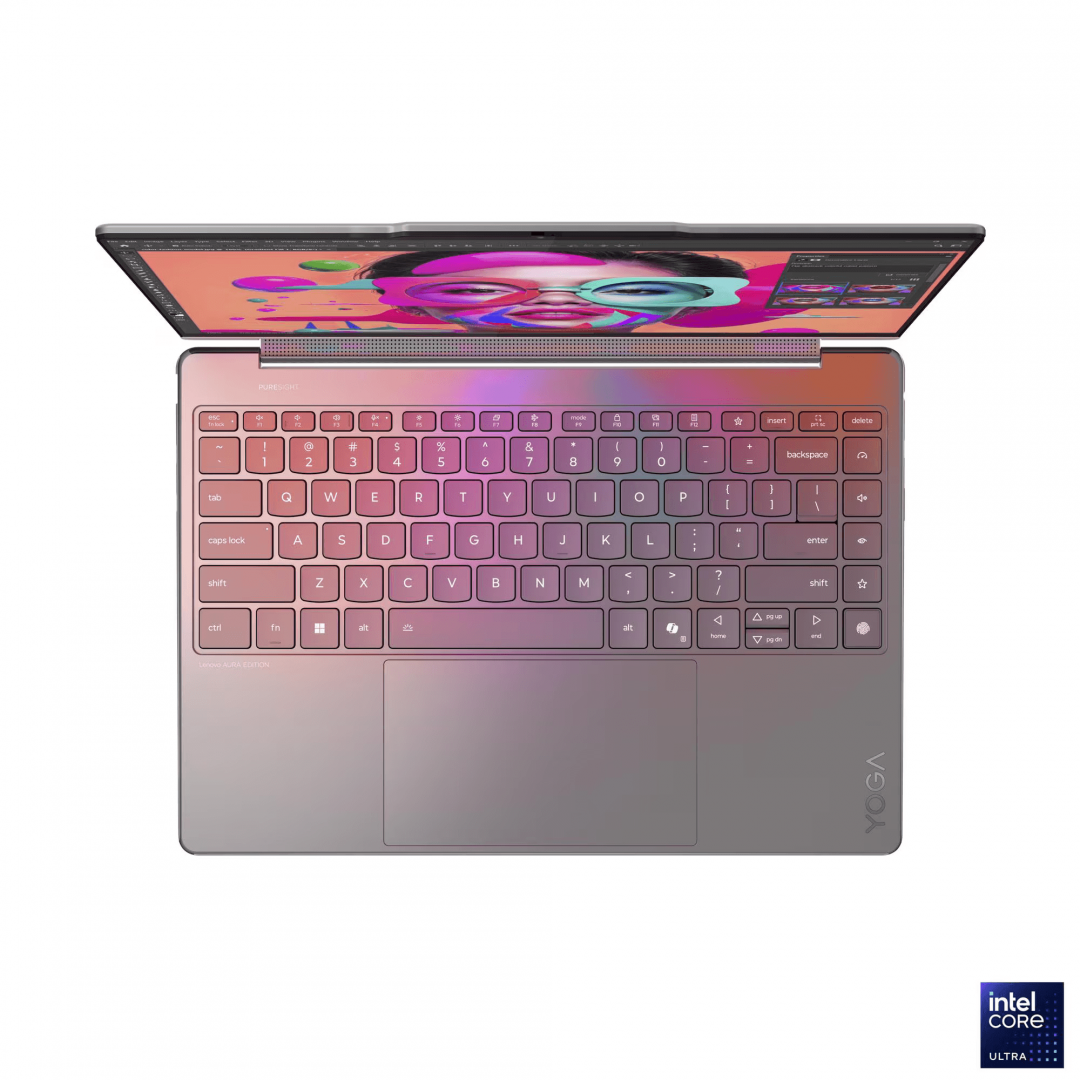Laptop Lenovo Yoga 9 2-in-1 14ILL10, 14" 2.8K WQXGA+ (2880x1800) OLED 1100nits (peak) / 500nits (typical) Glossy / Anti-fingerprint, 100% DCI-P3, 120Hz, Eyesafe®, Dolby Vision®, DisplayHDR™ True Black 1000, Glass, Touch, Intel® Core Ultra 7 258V, 8C (4P + 4LPE) / 8T, Max Turbo up to 4.8GHz, 12MB (83LC001QRM) - imagine 2