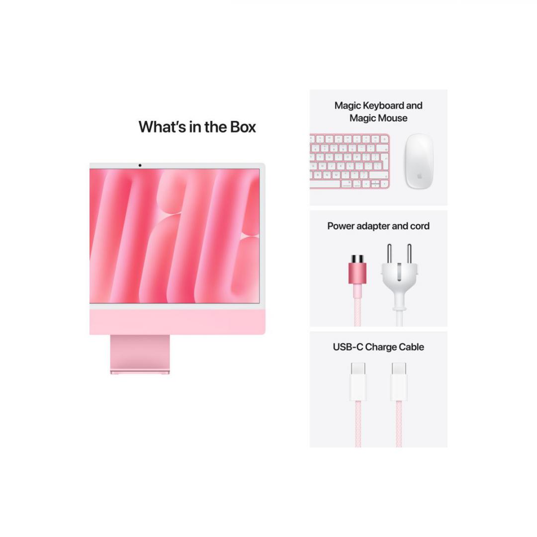 Apple iMAC 24" Retina 4.5k/ Apple M4 (CPU 8-core, GPU 8-core, Neural Engine16-core)/16GB/256GB - Pink - INT KB (2024) (MWUG3RO/A) - imagine 4