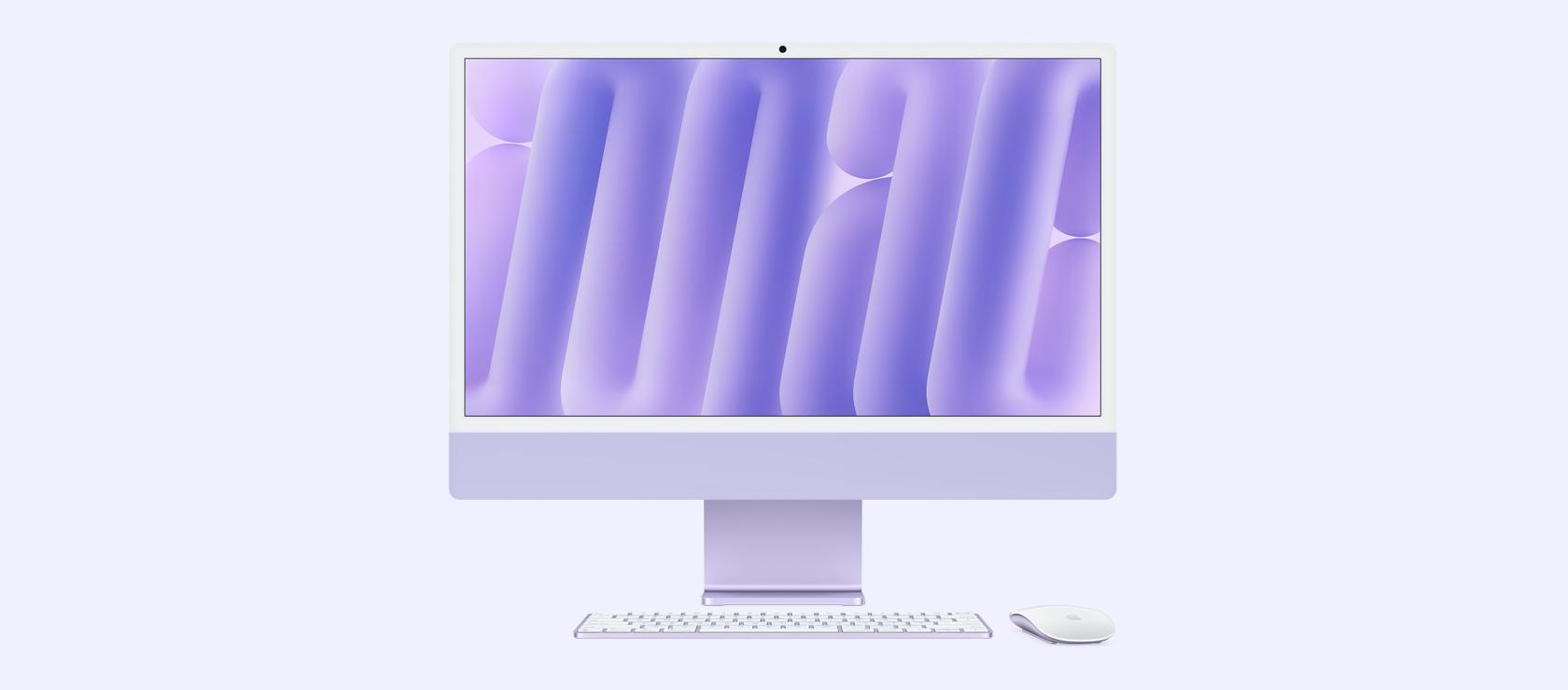 Apple iMAC 24" Retina 4.5k/ Apple M4 (CPU 8-core, GPU 8-core, Neural Engine16-core)/16GB/512GB - Purple - INT KB (2024) (Z1E7000JW)