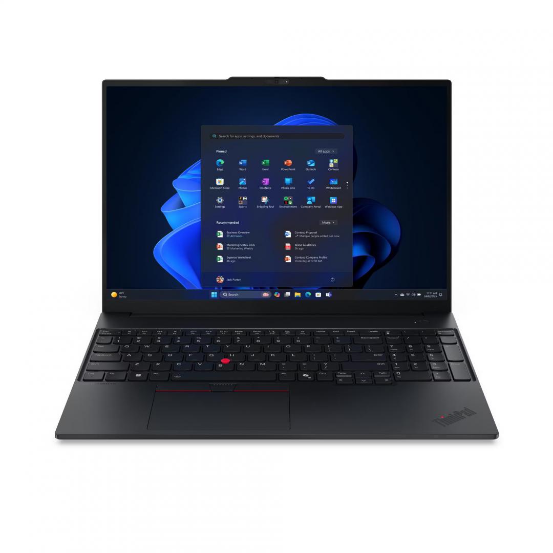 Laptop Lenovo ThinkPad E16 Gen 3 (Intel); 16" WUXGA (1920x1200) IPS 300nits Anti-glare, 45% NTSC, 60Hz; Intel® Core Ultra 7 255H, 16C (6P + 8E + 2LPE) / 16T, Max Turbo up to 5.1GHz, 24MB; Video Integrated Intel® Arc™ 140T GPU; RAM 2x 16GB SO-DIMM DDR5-5600; 1TB SSD M.2 2242 PCIe® 4.0x4 NVMe® Opal (21SR007QRI) - imagine 3