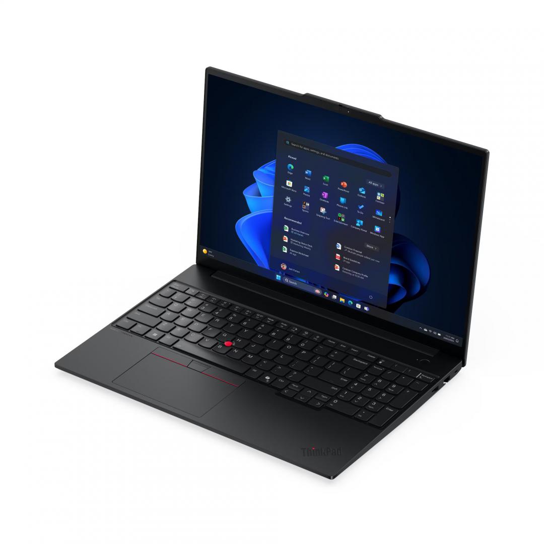 Laptop ThinkPad E16 Gen 3 (Intel); 16" WUXGA (1920x1200) IPS 300nits Anti-glare, 45% NTSC, 60Hz; Intel® Core Ultra 7 255H, 16C (6P + 8E + 2LPE) / 16T, Max Turbo up to 5.1GHz, 24MB; Video Integrated Intel® Arc™ 140T GPU Functions as Intel Graphics; RAM 1x 32GB SO-DIMM DDR5-5600; 1TB SSD M.2 2242 (21SR0043RI_BF) - imagine 4