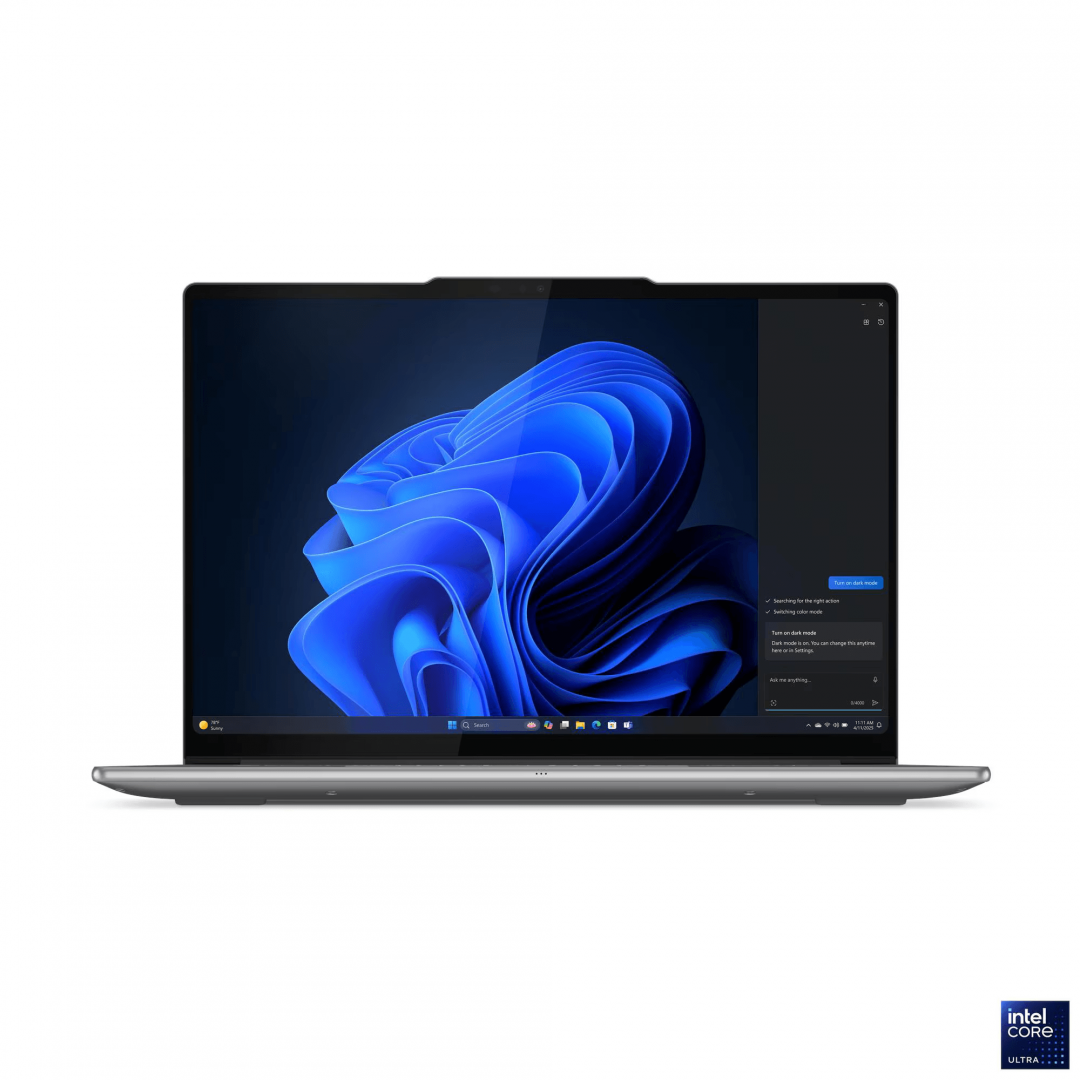 Laptop Lenovo Yoga Pro 7 14IAH10, 14.5" 3K (3000x1876) OLED 1000nits (peak) / 500nits (typical) Glossy / Anti-fingerprint, 100% DCI-P3, 120Hz, Eyesafe®, Dolby Vision®, DisplayHDR™ True Black 1000, Glass, Touch, X-Rite®, PureSight Pro, Intel® Core Ultra 7 255H, 16C (6P + 8E + 2LPE) / 16T, Max Turbo (83KF0035RM)
