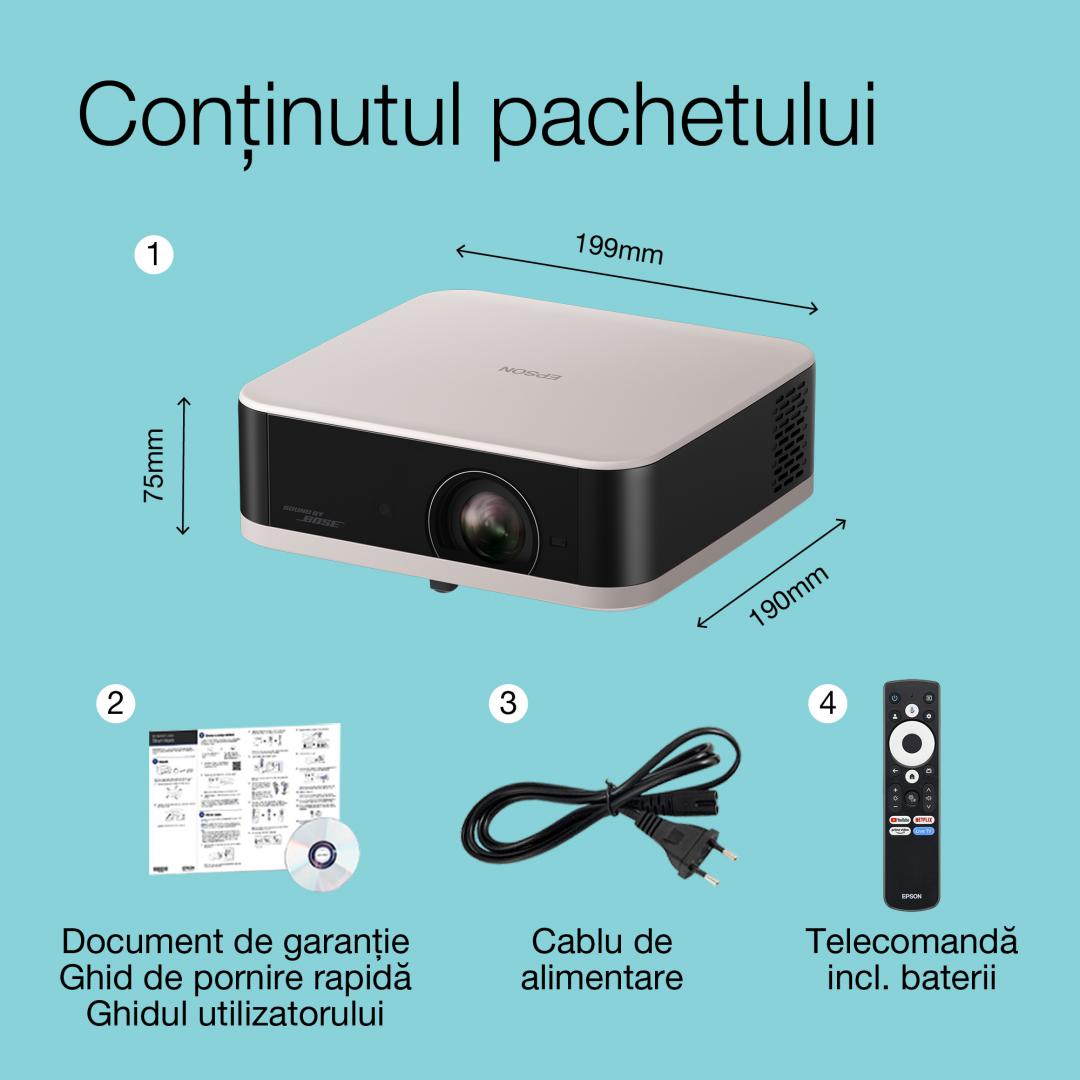 PROIECTOR EPSON EF-61R ROSE QUARTZ, Luminozitate: 700 Lumeni, Rezolutie: 1080p, Aspect ratio: 16:9, Contrast: 5.000.000:1, Refresh rate: 192 Hz - 240 Hz, Suport HDR, Dimensiuni ecran proiectie: 30'-150", Distanta proiectie:0.8-4m, Interfata: USB 2.0-A, USB 2.0 Tip B (numai pentru service), Jack plug (V11HB72240) - imagine 6