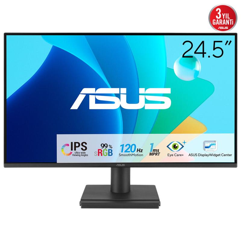 Monitor Asus 24.5" VA259HGA, Diagonal (inch): 24.5, Diagonal (cm): 62, Aspect ratio: 16:9, Panel: IPS, Resolution: 1920x1080, Refresh Rate: 120Hz, Response time MPRT: 1ms, Brightness (max): 300 cd/m², Contrast (static) : 1500:1, Contrast (dynamic): 3000:1, Viewing angle: 178/178, Color Gamut Type (VA259HGA)