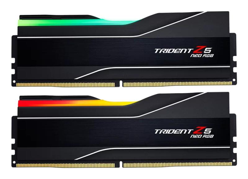 G.Skill Trident Z5 Neo RGB F5-6000J3244G64GX2-TZ5NR. Component for: PC, Internal memory: 128 GB, Memory layout (modules x size): 2 x  64 GB, Internal memory type: DDR5, Memory form factor: 288-pin DIMM, CAS latency: 32 (F5-6000J3244G64GX2-TZ5NR)