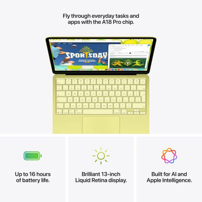 MacBook Neo 13" Retina/Apple A18 Pro (CPU 6-core, GPU 5-core, NeuralEngine16-core)/8GB/256GB - Citrus - INT KB (No Adapter) - 2026 (MHFD4RO/A) - imagine 6