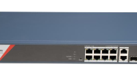 Switch PoE Hikvision DS-3E1512HP-SI-8P2T2F: 8 x 10/100/1000 Mbps PoE Ports, 2 × 10/100/1000 Mbps RJ45, 2 x 10/100/1000 Mbps SFP, 8 porturi PoE maxim 90W, buget PoE 130W, tensiune alimentare: 100-240V~ 50/60Hz 2.5A, dimensiuni: 335 mm × 44.5 mm × 175.8 mm, greutate: 2.7kg, montare pe birou sau in (DS-3E1512HP-SI-8P2T2F)