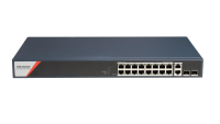 Switch PoE Hikvision DS-3E1520HP-SI-16P2T2F: 16 x 10/100/1000 PoE Ports, 2 × 10/100/1000 Mbps RJ45, 8 porturi PoE maxim 90W, buget PoE 230W, tensiune alimentare: 100-240V~ 50/60Hz 4 A, dimensiuni: 440 mm × 44 mm × 220.8 mm, greutate: 2.73kg, montare pe birou sau in rack. (DS-3E1520HP-SI-16P2T2F)