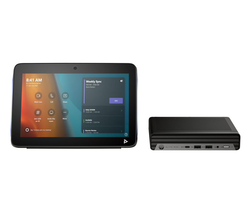Desktop Consumer HP Mini IP Conference PC cu procesor Intel Core i7-13700T pana la 4.8 GHz, 16GB DDR4, 256GB SSD, Intel Integrated Graphics, Fara OS, Black, 1 an garantie (A1ZB6AW)
