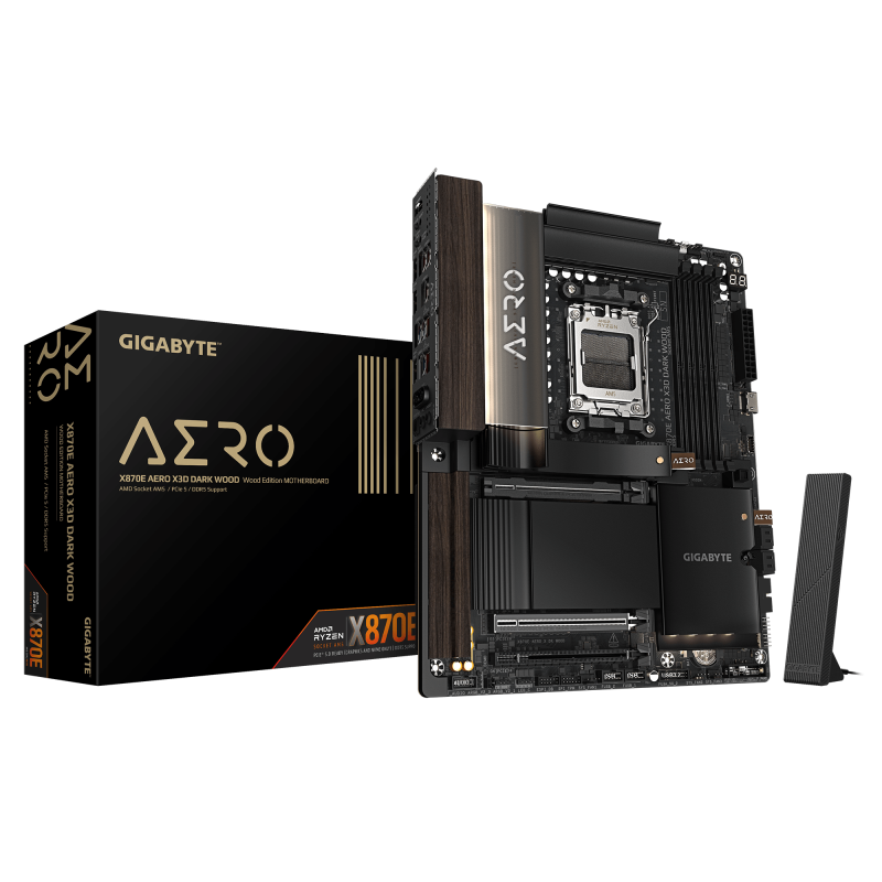 Placa de baza Gigabyte X870E AERO X3D Dark Wood, Socket AM5, DDR5, ATX (X870E AERO X DK WOOD)