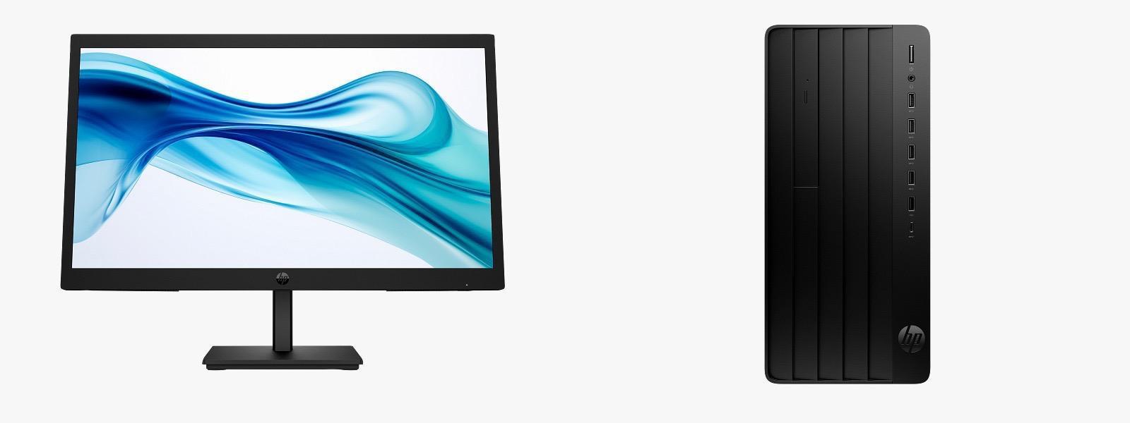 Desktop + Monitor HP 290 G9 Tower, Intel Core i7-14700 20 Core (2.1GHz, up to 5.4GHz, 33MB), video integrat Intel UHD Graphics, RAM 16GB DDR4 3200MHz (1x16GB), SSD 1TB 2280 PCIe NVMe, DVD+/-RW, LAN 10/100/1000, porturi: 4 x USB 2.0/ 4x USB Type-A 5Gbps/ 1x HDMI/ 1x line in/ 1x line out/ 1x RJ-45/ (C80WWAT)
