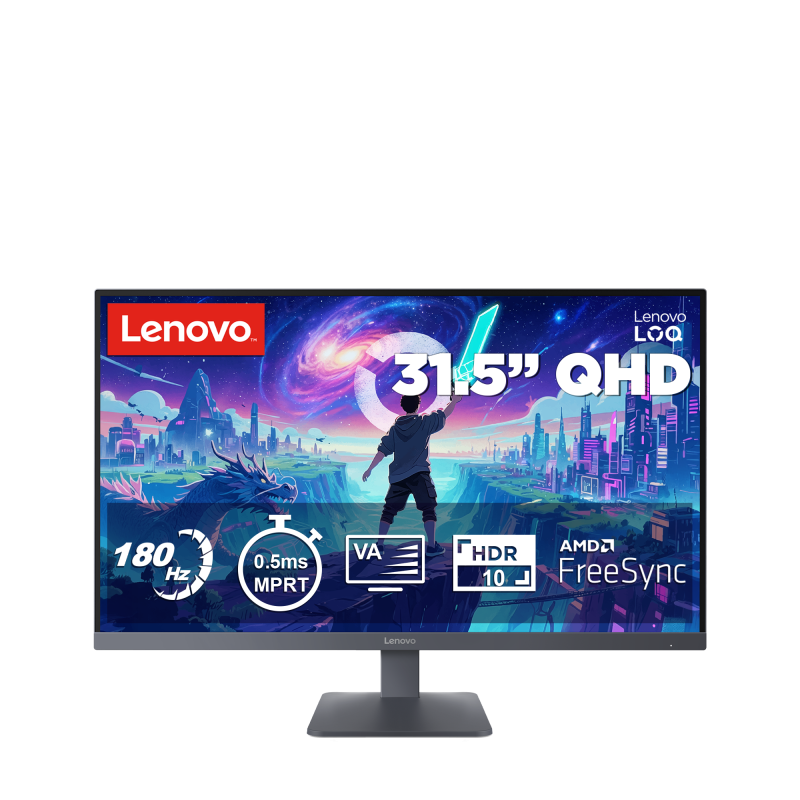 Monitor Gaming Lenovo LOQ 32Q-10, 31.5", 2560 x 1440 pixeli, Grey, 3 ani Garantie (68F7GAC1EU)