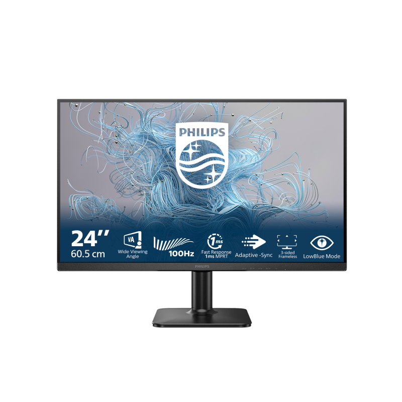 Monitor Consumer Philips 24E2N1100LB/00, 24", 1920 x 1080 pixeli, Black, 3 ani Garantie (24E2N1100LB/00)