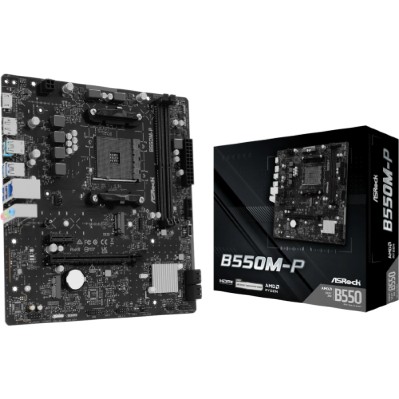 Placa de baza ASRock B550M-P, Socket AM4, DDR4, Micro-ATX (B550M-P)