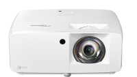 Videoproector Optoma UHZ35ST, UHD 3840*2160, 3.500 lumeni, 500.000:1, 16:9/ 4:3/ 16:10, laser 30.000 ore, distanta maxima de proiectie 3.3m, 2 * HDMI, Audio 3.5mm, USB-A power 1.5A, RS232, RJ45, 28dB-35dB, Security bar, Kensington Lock, protejare cu parola, IP6X, telecomanda cu baterii incluse, boxa (E9PD7LD11EZ2)